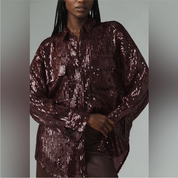 Anthropologie Pilcro oversized sequin blouse - Picture 5 of 8